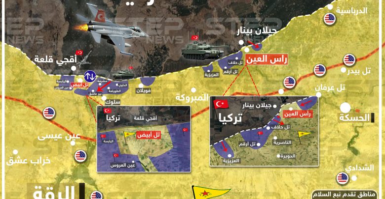 مناطق تقدم عملية "نبع السلام" في الشمال السوري