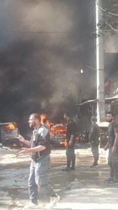مشاهد أولى لانفجار هائل في مدينة عفرين وعشرات الإصابات بين المدنيين