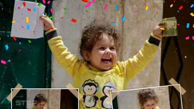 فرحة طفلة في شمال سوريا بعد حصولها على العيدية