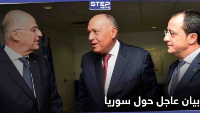بيان مصري يوناني قبرصي يؤكد "الحل الدائم" في سوريا