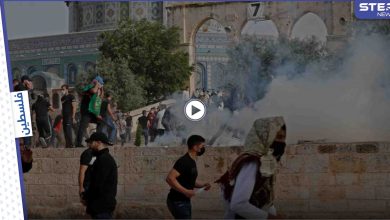 بالفيديو || مواجهات في باحات المسجد الأقصى بعد تنفيذ القوات الإسرائيلية لاقتحامٍ جديد