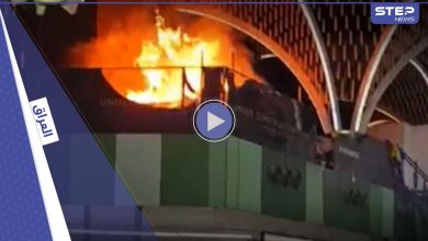 اندلاع حريق في مطار بغداد الدولي (فيديو)
