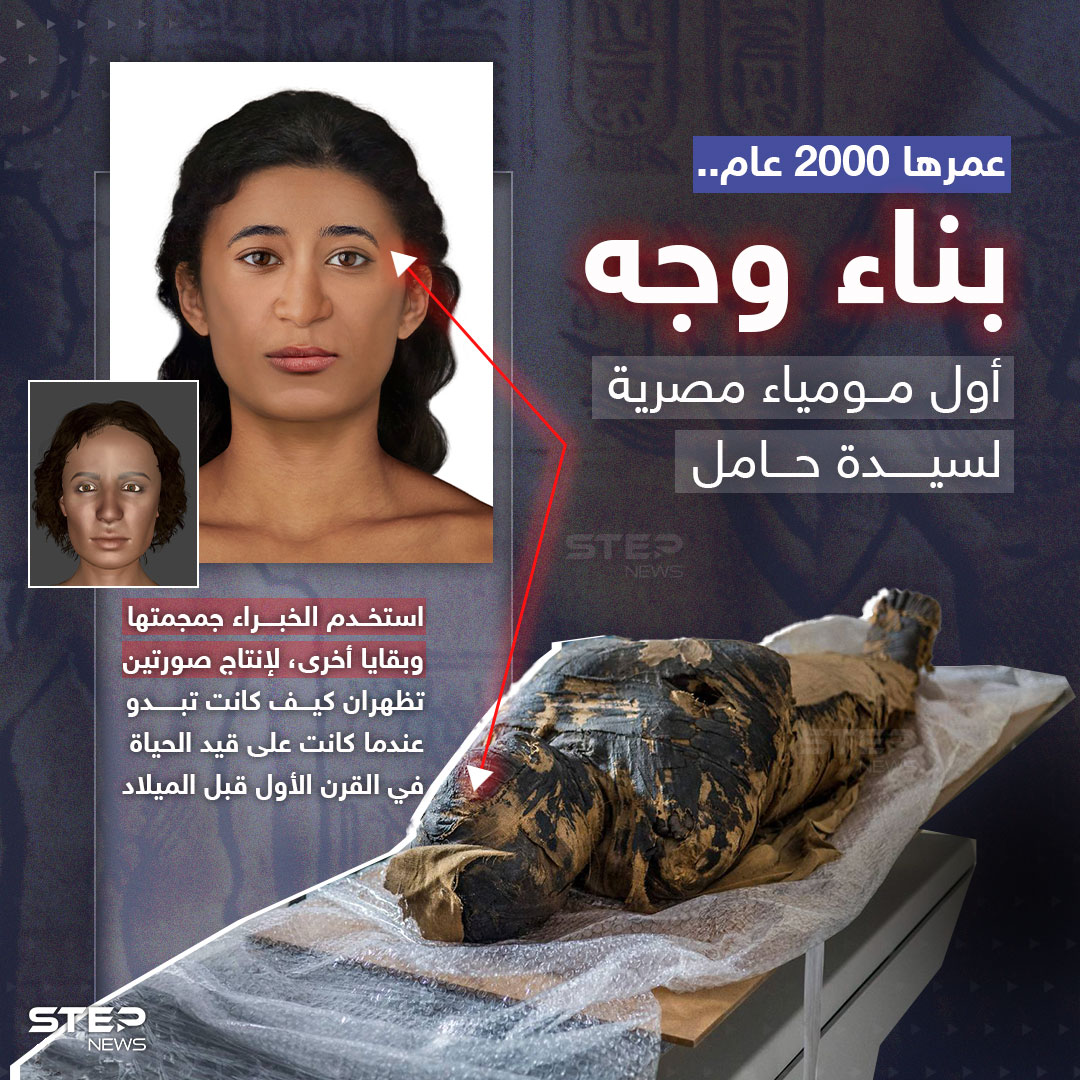 بناء وجه أول مومياء مصرية قديمة حامل في العالم والمعروفة باسم "السيدة الغامضة"