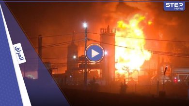 بالفيديو || حريق ضخم بمصفاة للنفط في محافظة أربيل بالعراق