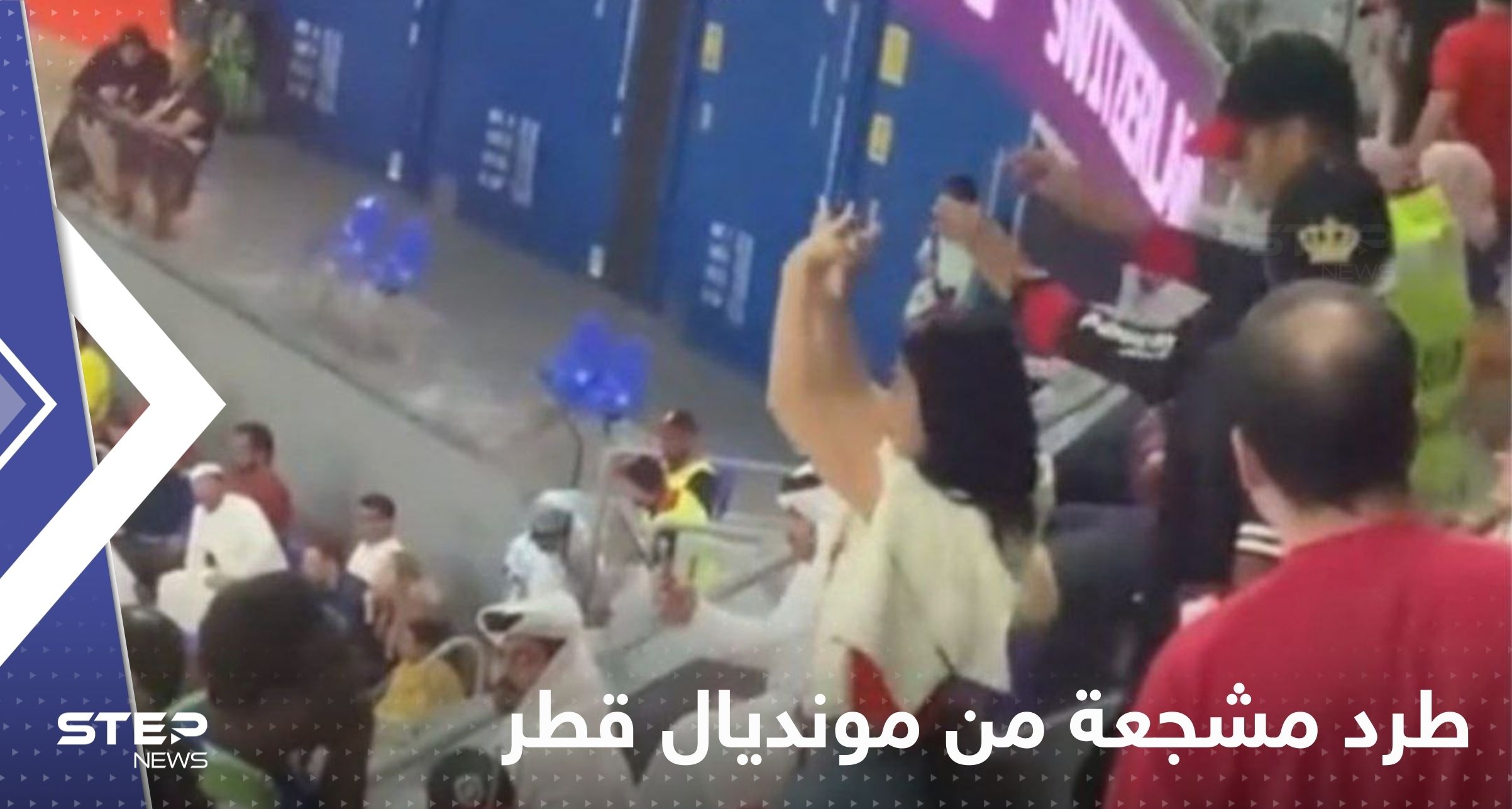 بالفيديو|| طرد مشجعة من مونديال قطر بمباراة صربيا وسويسرا قامت بحركة أثارت الغضب