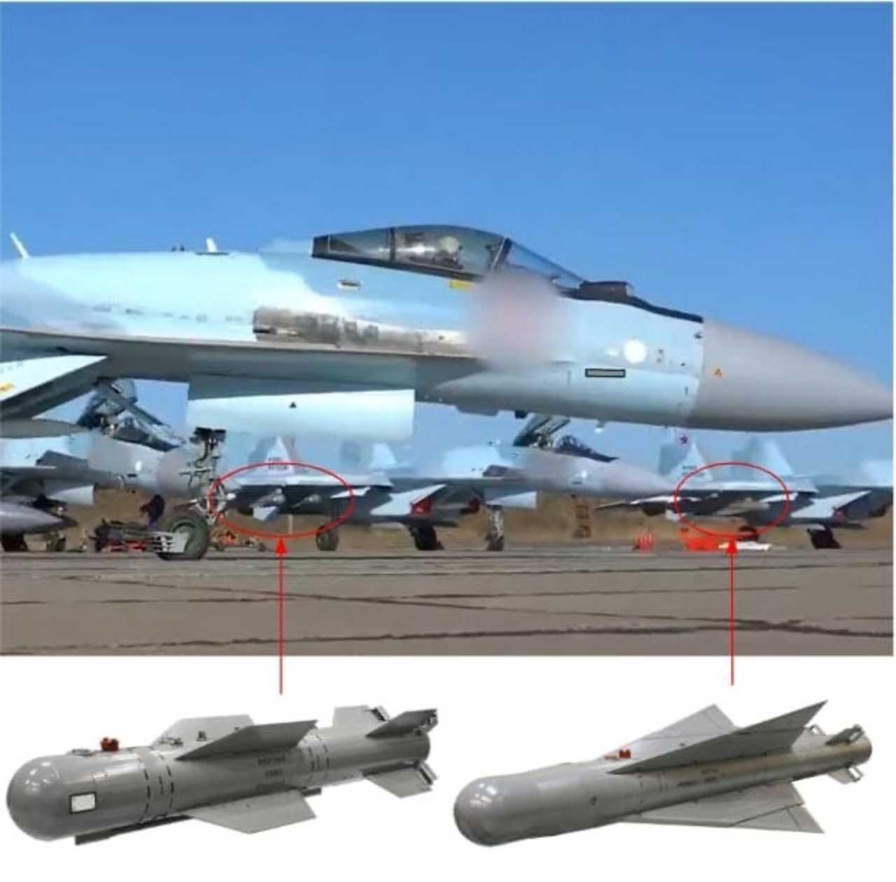 ظهور القنابل الإنزلاقية الروسية UPAB 500B و UPAB 1500B على مقاتلات سو 35 في أوكرانيا