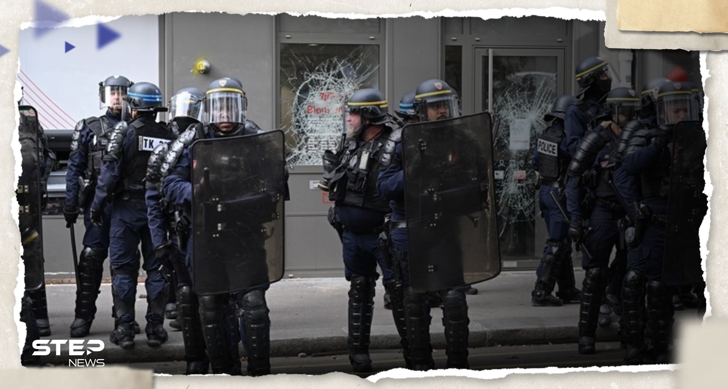 بالفيديو محتجون يهاجمون سيارة للشرطة وبنكاً خلال مظاهرة في باريس