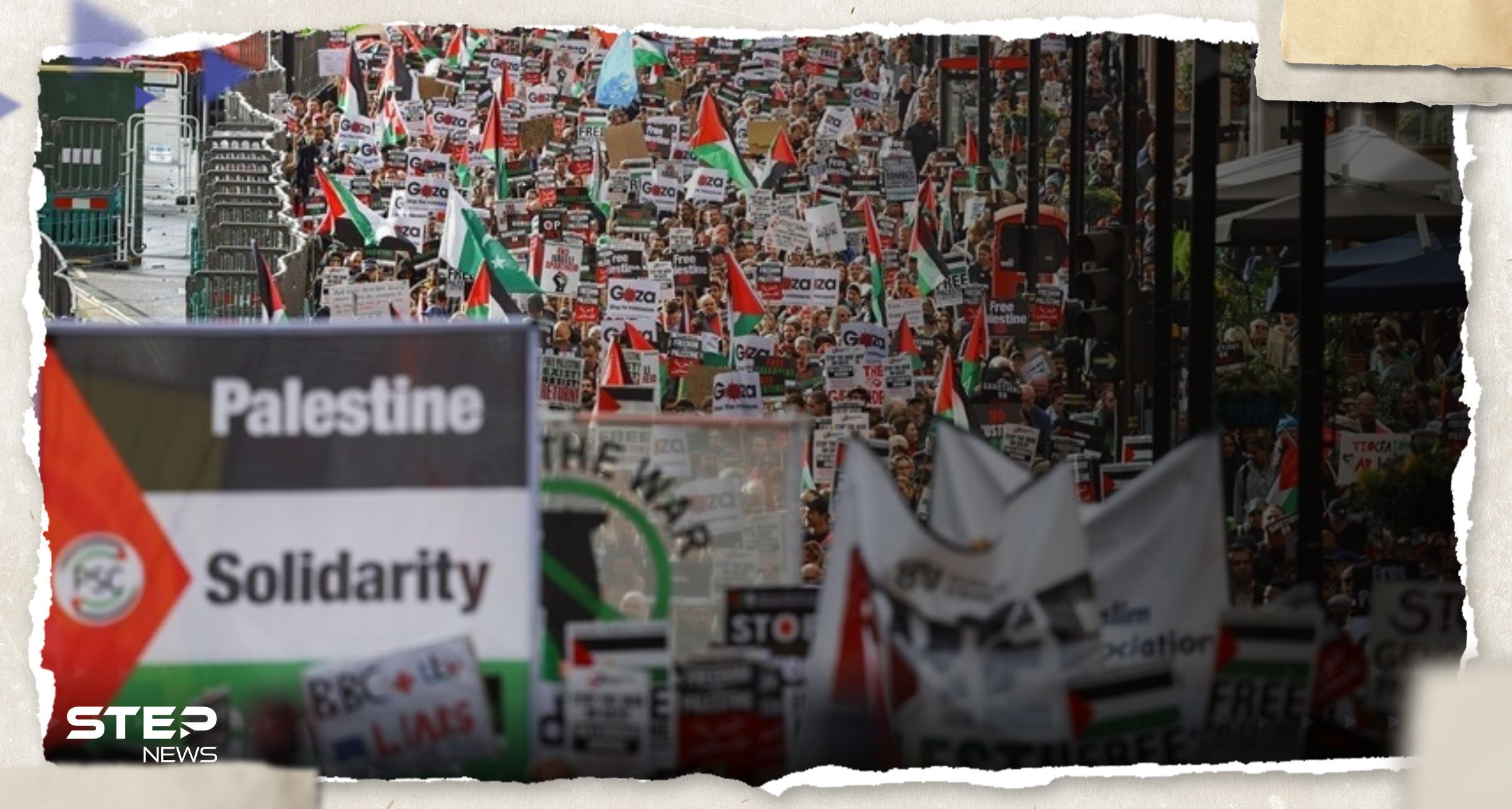 بالفيديو أكثر من 100 ألف متظاهر في لندن يشاركون في مسيرة داعمة لفلسطين
