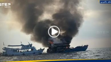 شاهد ركاب يقفزون في البحر هرباً من حريق التهم عبّارة في تايلاند