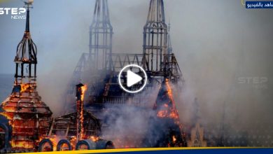شاهد اشتعال النيران في قلعة هاري بوتر بأوكرانيا بعد هجوم روسي