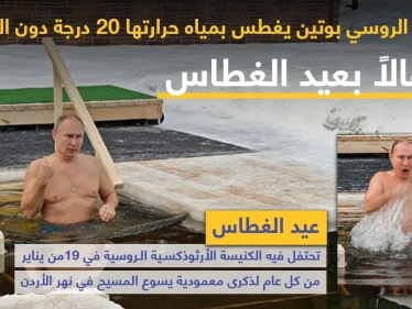 احتفالاً بعيد الغطاس بوتين يغطس بمياه حرارتها 20 درجة تحت الصفر