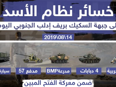 خسائر نظام الأسد على جبهة السكيك بريف إدلب الجنوبي 14/08/2019