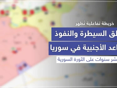 خريطة تفاعلية تُظهر مناطق السيطرة والنفوذ والقواعد الأجنبية في سوريا بعد عشر سنوات على الثورة السورية