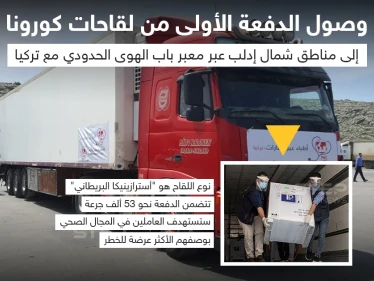 وصول الدفعة الأولى من لقاحات كورونا للشمال السوري عن طريق معبر باب الهوى الحدودي مع تركيا