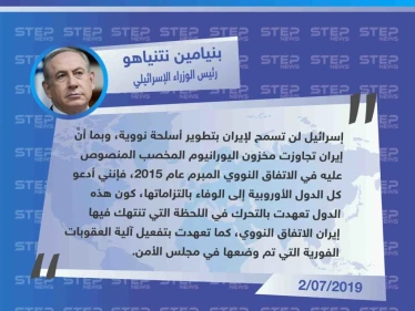 نتنياهو يدعو الدول الأوروبية للتحرك الفوري ضد اختراق إيران للاتفاق النووي