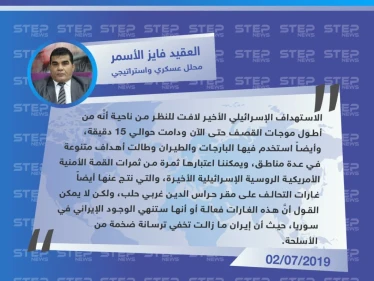 محلل عسكري: الغارات الإسرائيلية الأخيرة على سوريا هي الأضخم حتى الآن لكنها لن تنهي الوجود الإيراني
