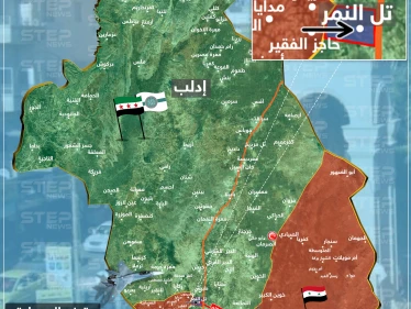 خريطة لتقدم النظام السوري بمحيط خان شيخون جنوب إدلب ووصوله للطريق الدولي حلب - دمشق