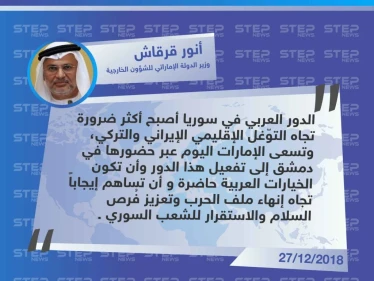 متداول || عودة السفارة الاماراتية لدمشق ضرورة لمواجهة التوغّل الايراني في سوريا وتعزيز فرص الاستقرار للشعب السوري