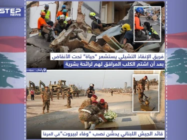 بينما يحاول فريق الانقاذ التشيلي البحث عن لبنانيين تحت الأنقاض، الجيش اللبناني يدشن نصب تذكاري