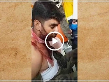 شاهد بالفيديو|| عنصر من قوّات "نبع السلام" يُحقق مع ضابط بجيش الأسد ممن أسروا برأس العين