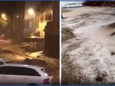 بالفيديو|| حدث نادر وغير مسبوق في السعودية.. وسيول من البَرَد تقتحم شوارع مكة