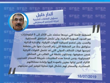 آلدار خليل: هكذا نريد المنطقة الآمنة