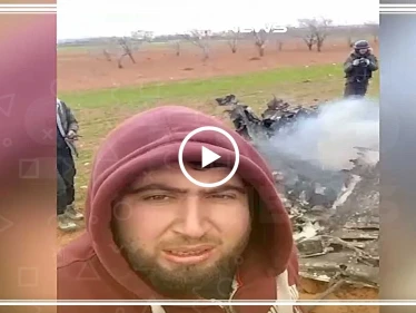 شاهد بالفيديو|| احتراق أحد الطياريين داخل المروحية التي أسقطتها فصائل المعارضة شرقي إدلب