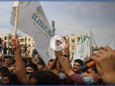 خروج مظاهرة من مسجد شعيب بحي مساكن الضباط بمدينة إدلب استنكاراً لنشر الرسوم المسيئة للرسول محمد
