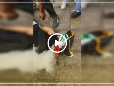 متظاهر عراقي يسقط صريعًا فوق علم بلاده عقب استقرار قنبلة مسيلة للدموع برأسه(فيديو)