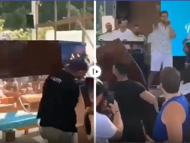 بالفيديو|| فنان لبناني بمشهد غير لائق يخرج من تابوت الموتى ويبدأ حفله الغنائي مثيراً الغضب