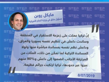 مسؤول أمريكي: "تركيا ساندت داعش بتنظيم نفسه، وارتكبت جرائم فظيعة"