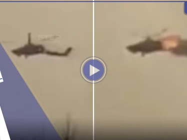 شاهد|| بحادثة هي الأولى.. صاروخ بريطاني يقسم مروحية روسية لنصفين في أوكرانيا ويسقطها