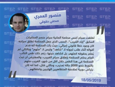 الصحفي الحقوقي "منصور العمري" يُبيّن أسباب إطلاق محكمة ألمانية سراح عنصر المخابرات السابق "إياد الغريب"، إثر خطأ قانوني إجرائي.