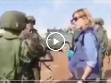 شاهد بالفيديو|| صحفية سورية تتحدى جندي من دورية تركية روسية مشتركة قائلة "هذه أرضنا"