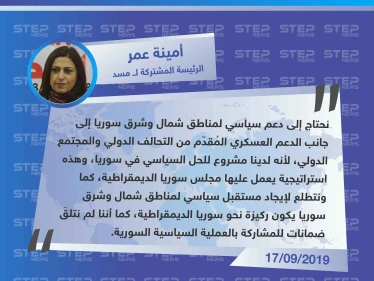 الرئيسة المشتركة ل "مسد": لدينا مشروع للحل السياسي في سوريا لكن لم نتلقَ ضمانات للمشاركة