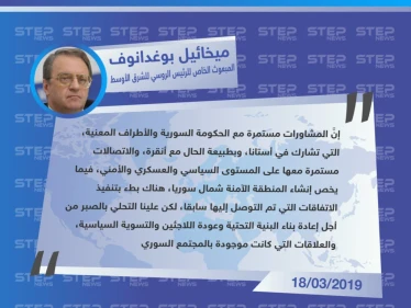 مبعوث الرئيس الروسي ينتقد بطئ تنفيذ الاتفاقات بخصوص المنطقة الآمنة، ويعتبرها فرصة لبناء بنية تحتية ولإعادة اللاجئين لسوريا
