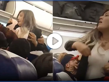 بالفيديو|| عراك عنيف داخل طائرة تونسية بسبب خلاف على المقاعد.. وسحل سيدة من شعرها