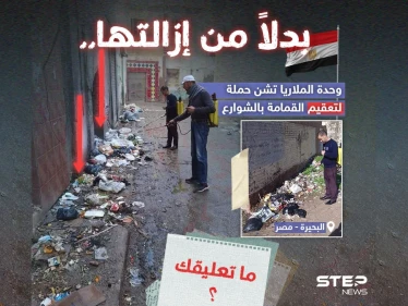 وحدة الملاريا بمحافظة البحيرة في مصر تشن حملة لتعقيم القمامة بالشوارع بدلاً من إزالتها