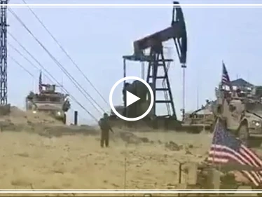 شاهد بالفيديو || مدرعة أمريكية ترابض بجانب أحد المضخات النفطية في رميلان