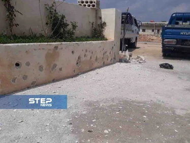 صور لمكان استهداف بلدة النيرب في ريف إدلب بالصواريخ العنقودية