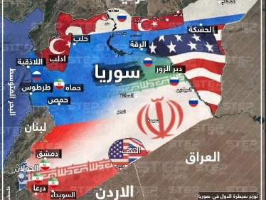 خريطة تظهر سيطرة الدول الأجنبية وتوزع نفوذها في سوريا 24-10-2019