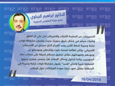 خاص|| عضو هيئة التفاوض السورية: التصريحات السياسية التركية والأمريكية تدل على اتفاق وشيك في شمال شرق سوريا