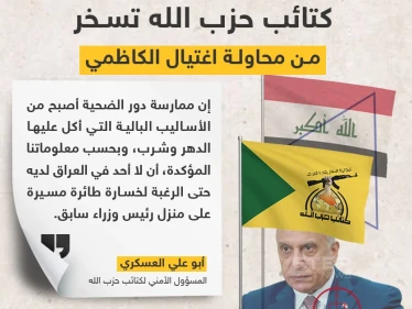 "كتائب حزب الله" تسخر من محاولة اغتيال الكاظمي وتصفه بـ"رئيس الوزراء السابق"