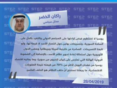 محلل سياسي: تصريحات بوتين حول انتصار الأسد لا قيمة لها.. والأسد وحلفائه هم الخاسر الوحيد
