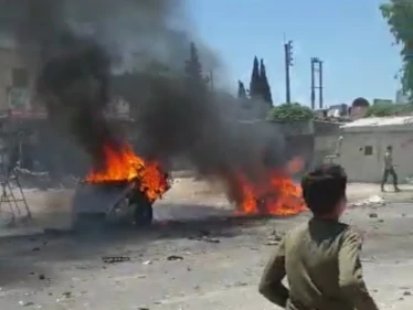 بالفيديو|| انفجار سيارة مفخخة في بلدة كفرجنة بريف عفرين يوقع ضحايا مدنيين
