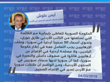 أيمن علوش: الحكومة السورية تتعامل بإيجابية مع قائمة لـ 50 سجينًا أردنيًا في سوريا، وسوريا أيضاً لديها سجناء في الأردن
