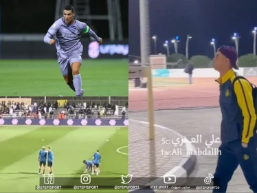 بالفيديو | رونالدو يوجه تاليسكا خلال الإحماء والدون يلهب حماس مشجع سعودي
