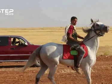 شاهد سباق للخيول العربية الأصيلة تحت مسمى بطولة الشهيد عبد الباسط الساروت في قرية النعمان بريف حلب