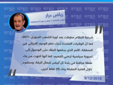 متداول: تصريح "رياض درار" الرئيس المشترك لـ "مجلس سوريا الديمقراطية" الواجهة السياسية لـ ميليشيا "قسد" حول شرعية النظام السوري وسياسة واشنطن شمال البلاد.
