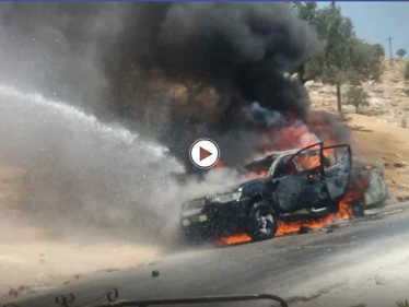 بالفيديو|| انفجار عبوة ناسفة بريف إدلب يودي بحياة قيادي كبير بالحزب التركستاني ويخلف 4 جرحى